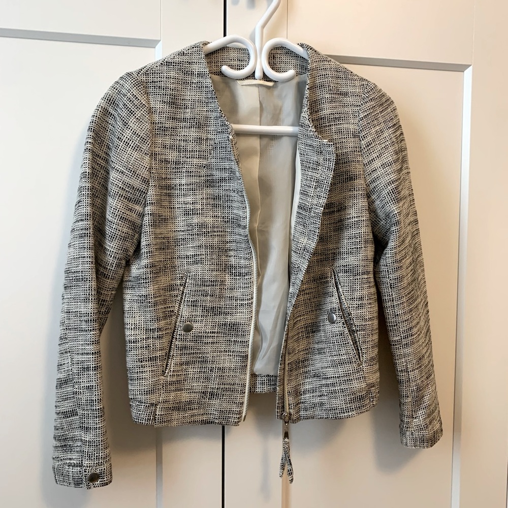 White and Black Tweed Blazer - H & M